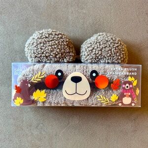 Spa Bunny Brown Cozy Soft Teddy Bear Extra Plush Spa Headband for Face Washing